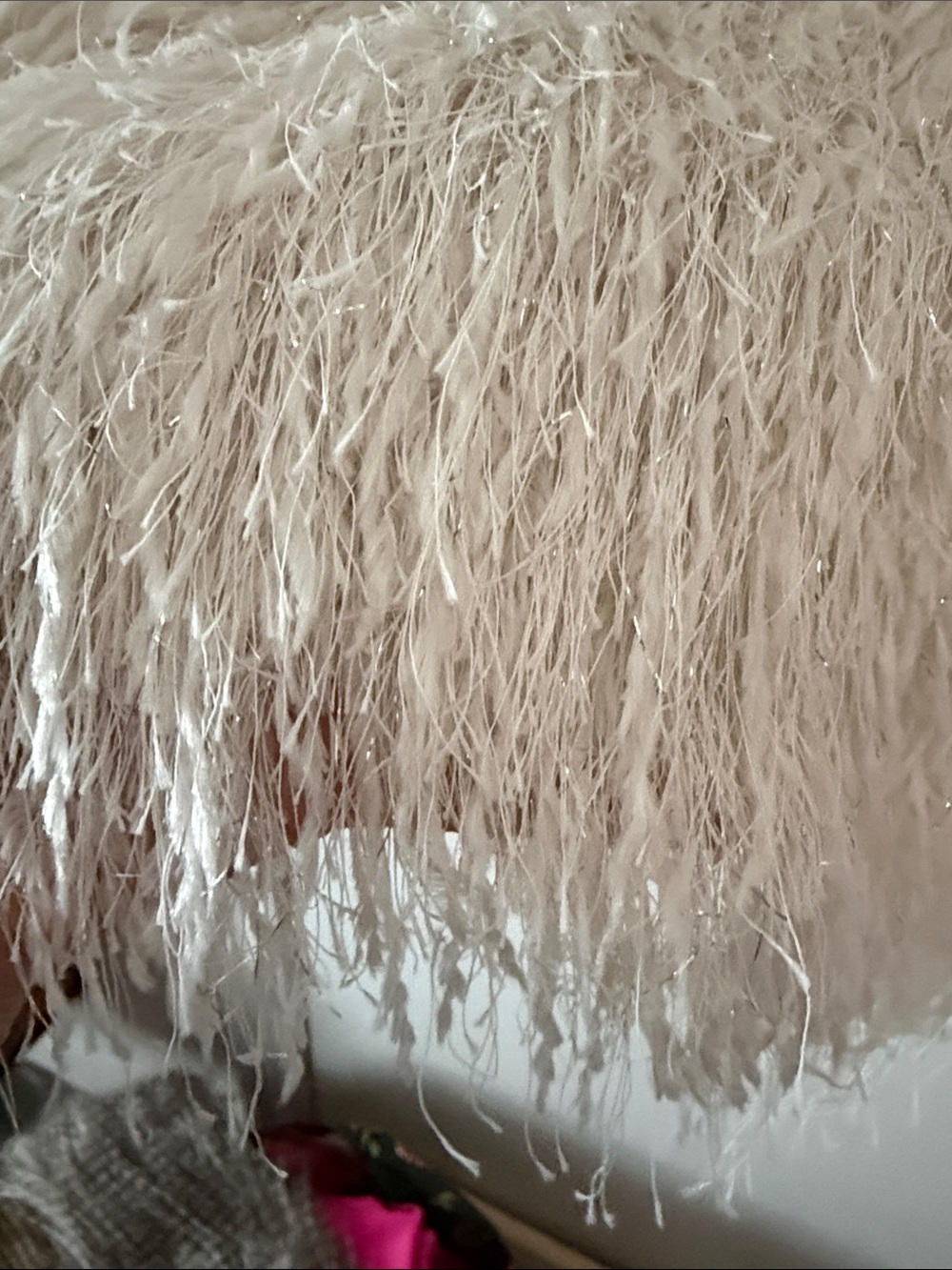 Zara Feather Ivory Spaghetti Strap Mini Dress - Picture 4 of 11